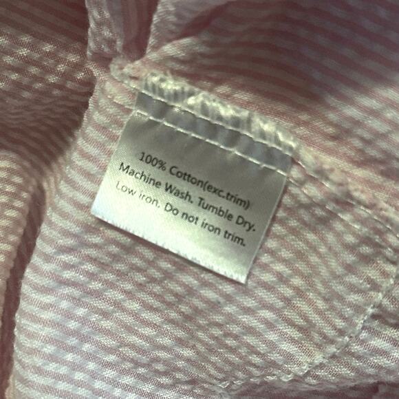 Lil Cactus Pink Stripe Seersucker Dress 2T Peter Pan Collar Heart Embroidery - Picture 7 of 7